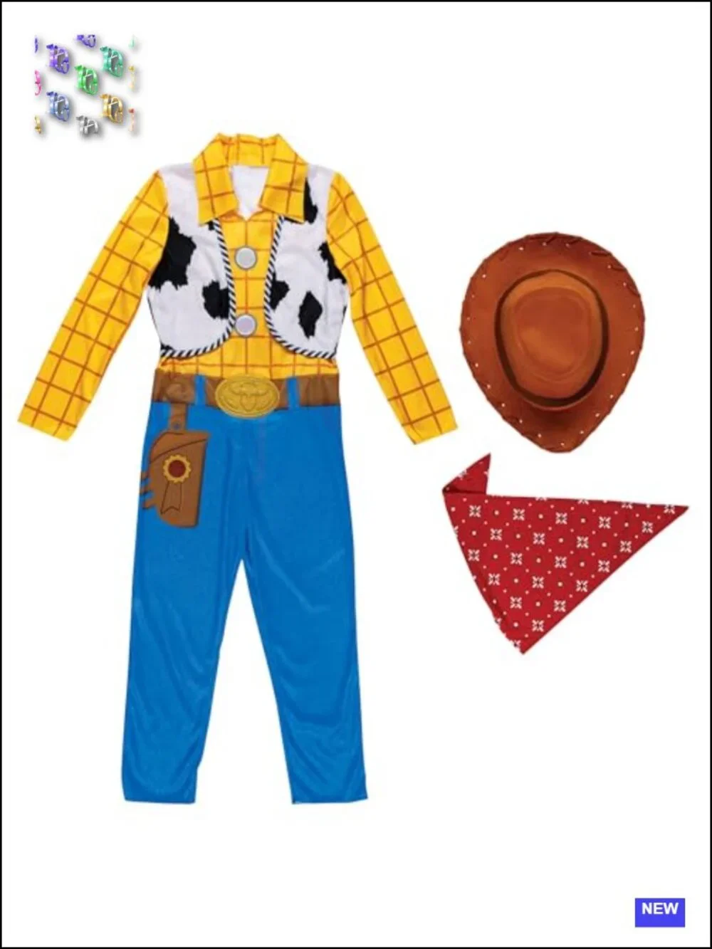 Woody Costume for Kids Official Toy Story 5 Halloween Jumpsuit Hat Kerchief